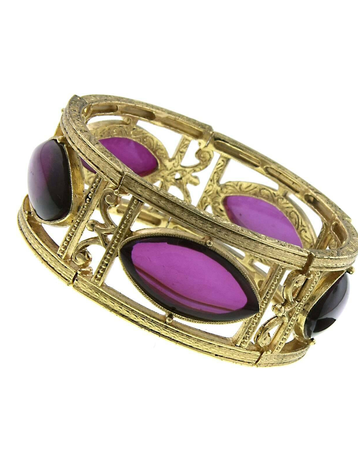 2028 Jewelry Amethyst Purple Stone Navette Stretch Bracelet