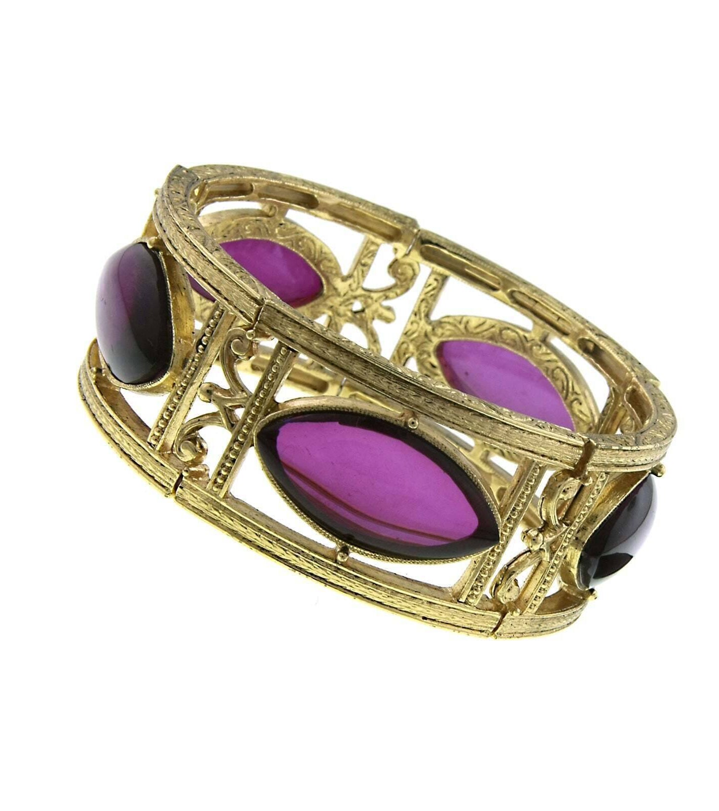 2028 Jewelry Amethyst Purple Stone Navette Stretch Bracelet