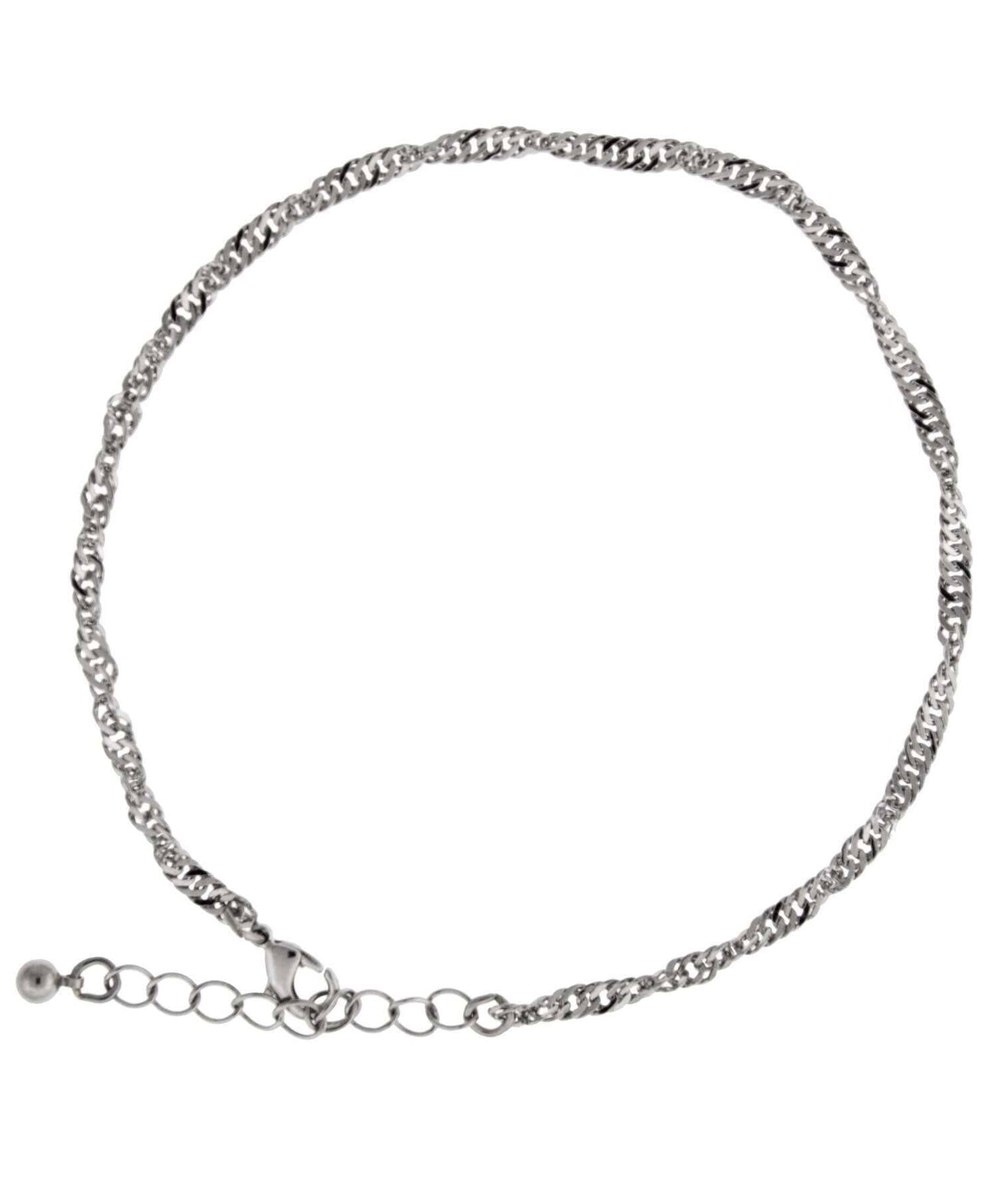1928 Jewelry Silver Twisted Chain Anklet 9" + 1.5" Extension