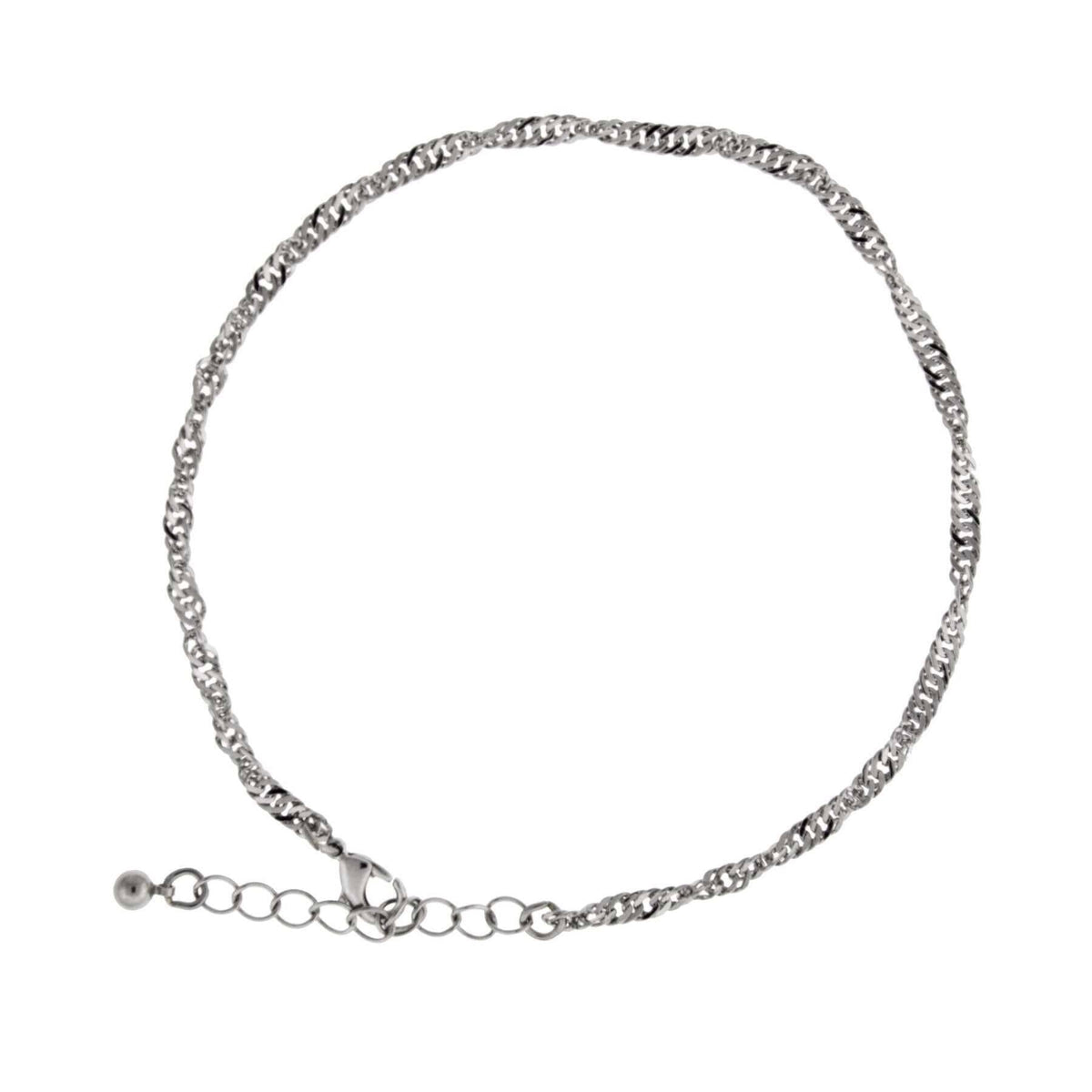 1928 Jewelry Silver Twisted Chain Anklet 9" + 1.5" Extension