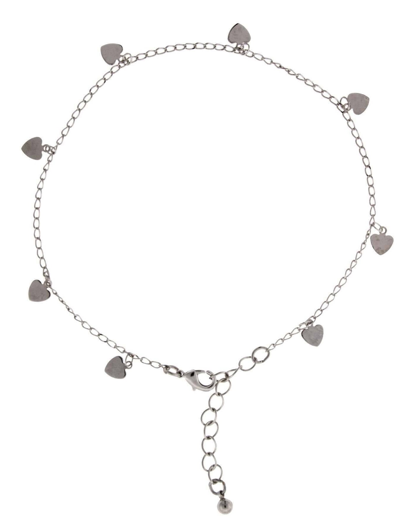 1928 Jewelry Silver Heart Drops Anklet 9" + 1.5" Extension