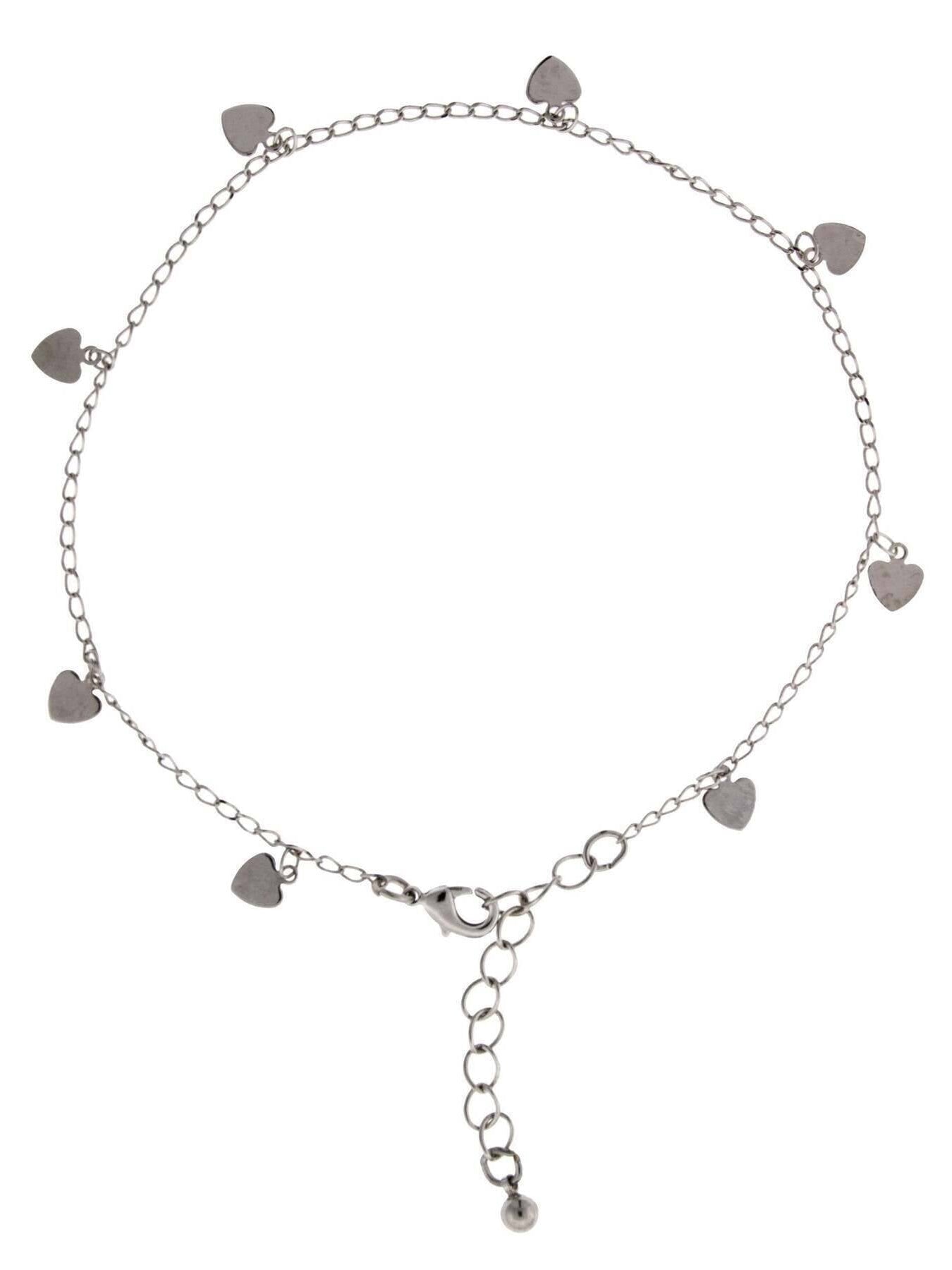 1928 Jewelry Silver Heart Drops Anklet 9" + 1.5" Extension