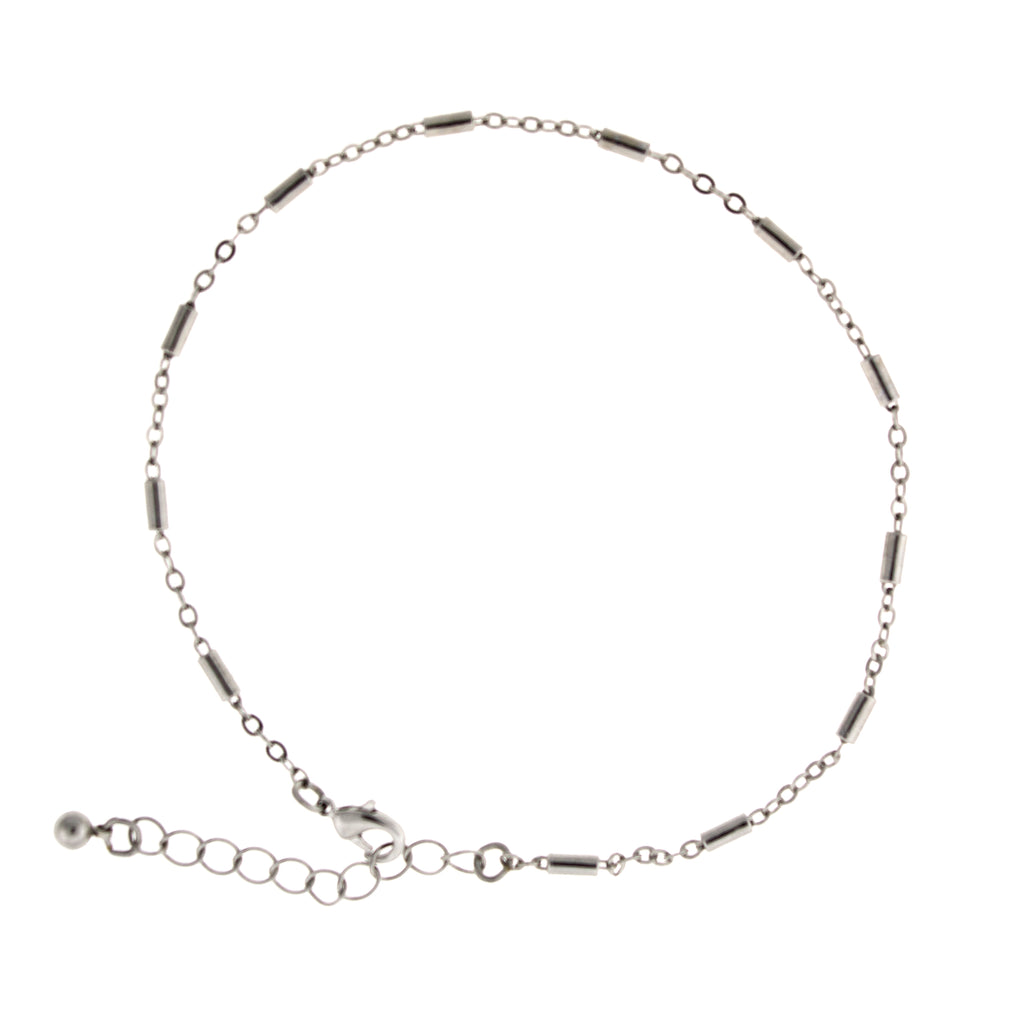 Silver Tone Chain Anklet 9   10 Inch Adjustable