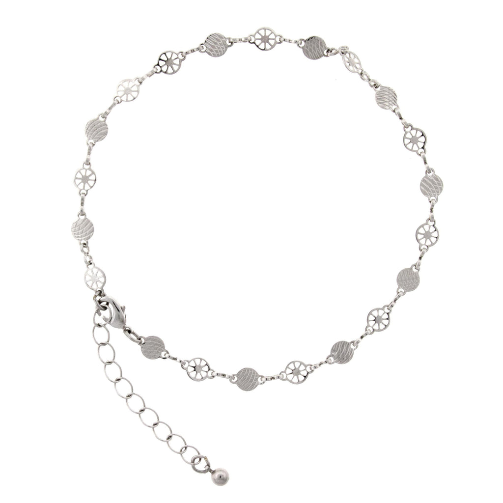 Silver Tone Chain Anklet 9  Adj.