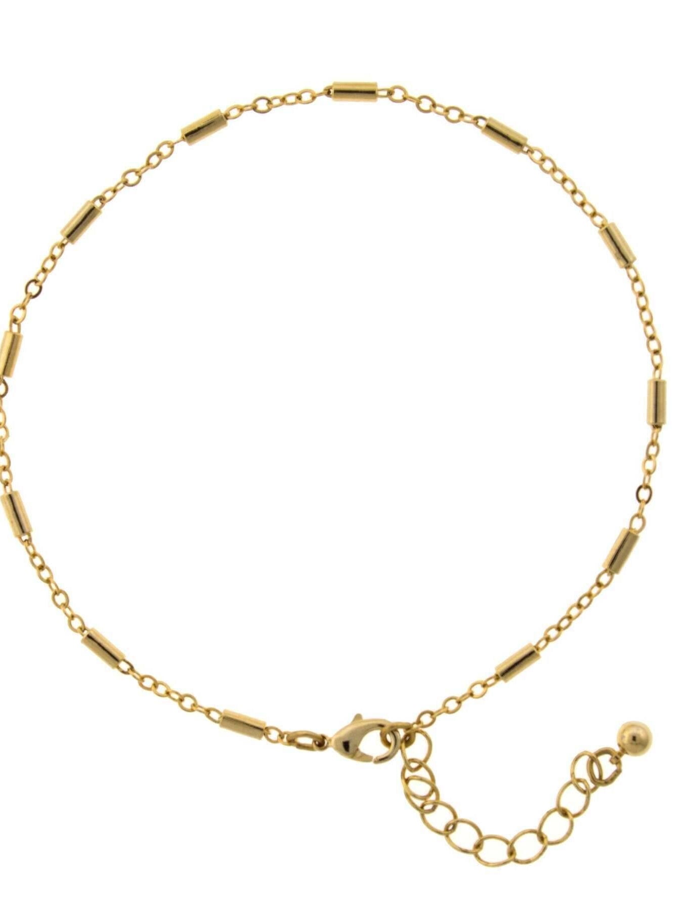 1928 Jewelry Cable Chain And Tubes Anklet 9" + 1.5" Extension