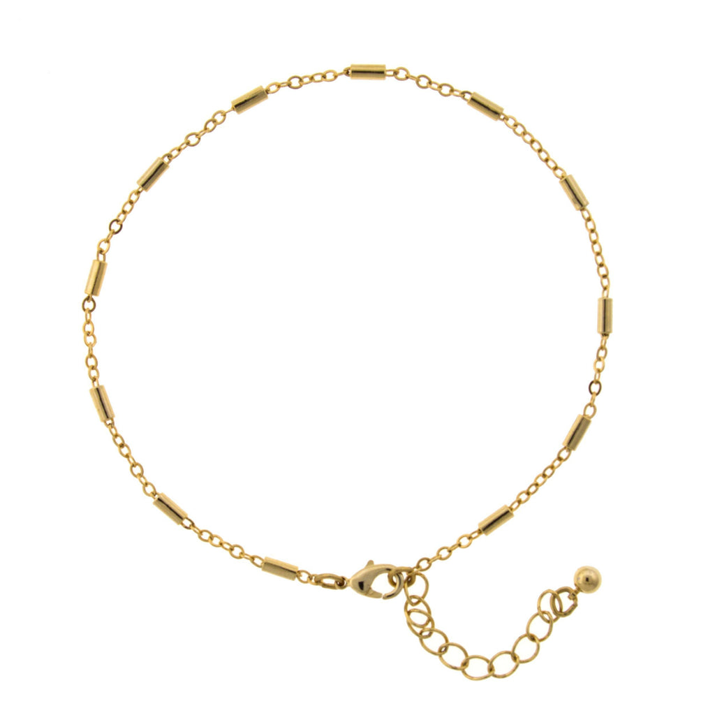Gold Tone Chain Anklet 9   10 Inch Adjustable