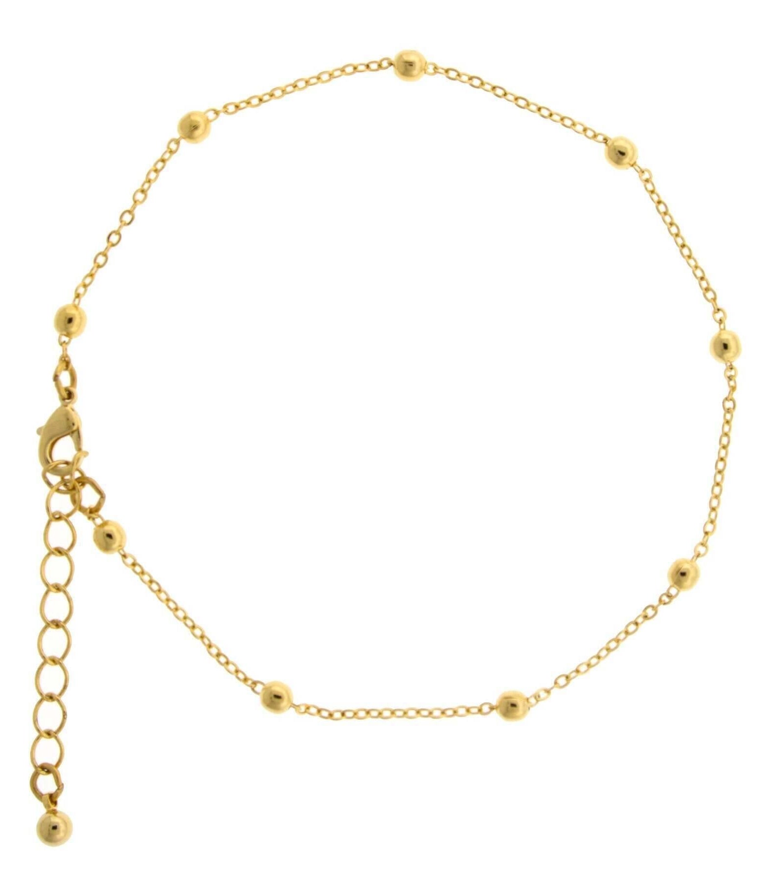 1928 Jewelry Gold Beaded Chain Anklet 9" + 1.5" Extension