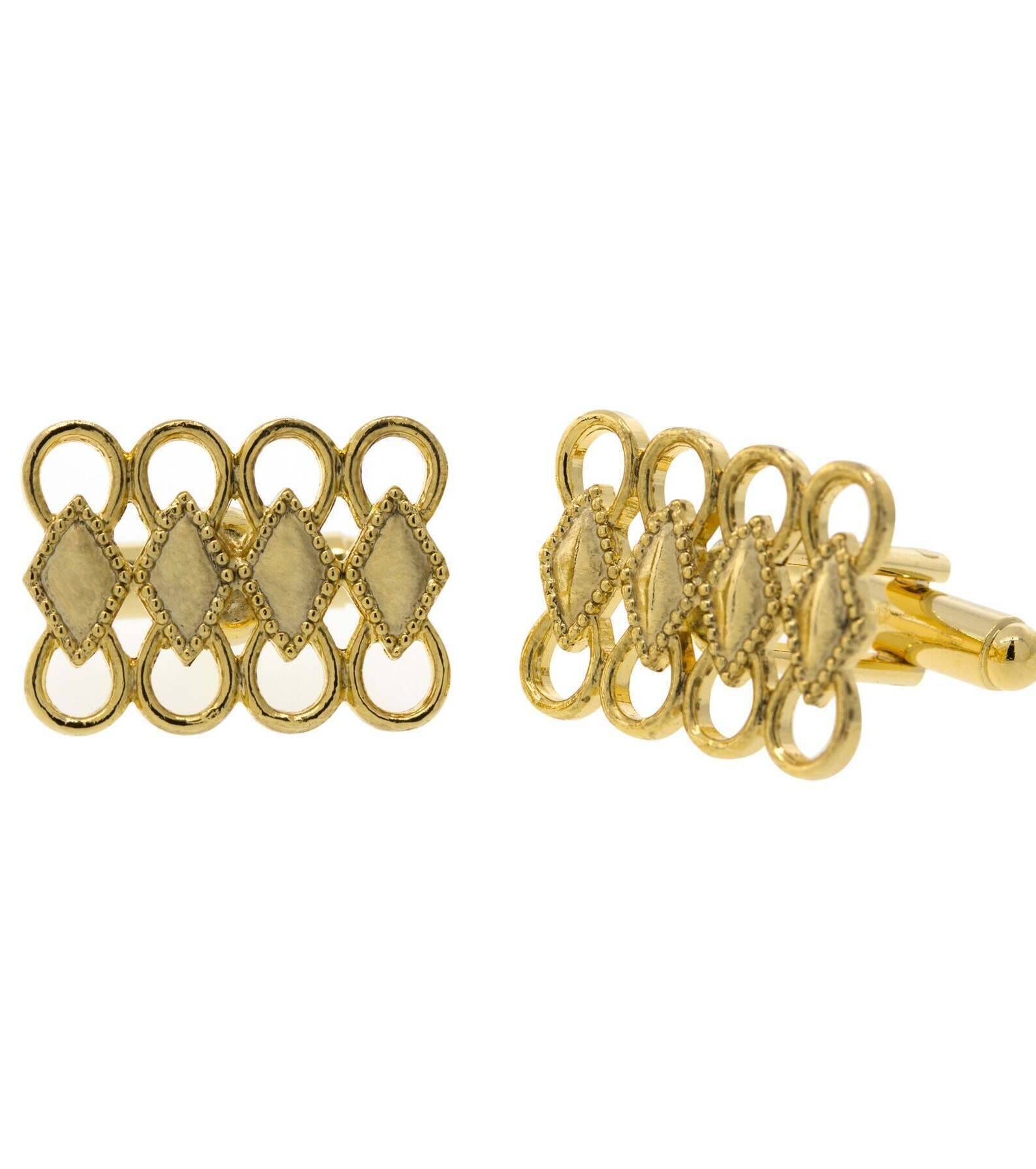 1928 Jewelry Gold Four Diamonds Cufflinks