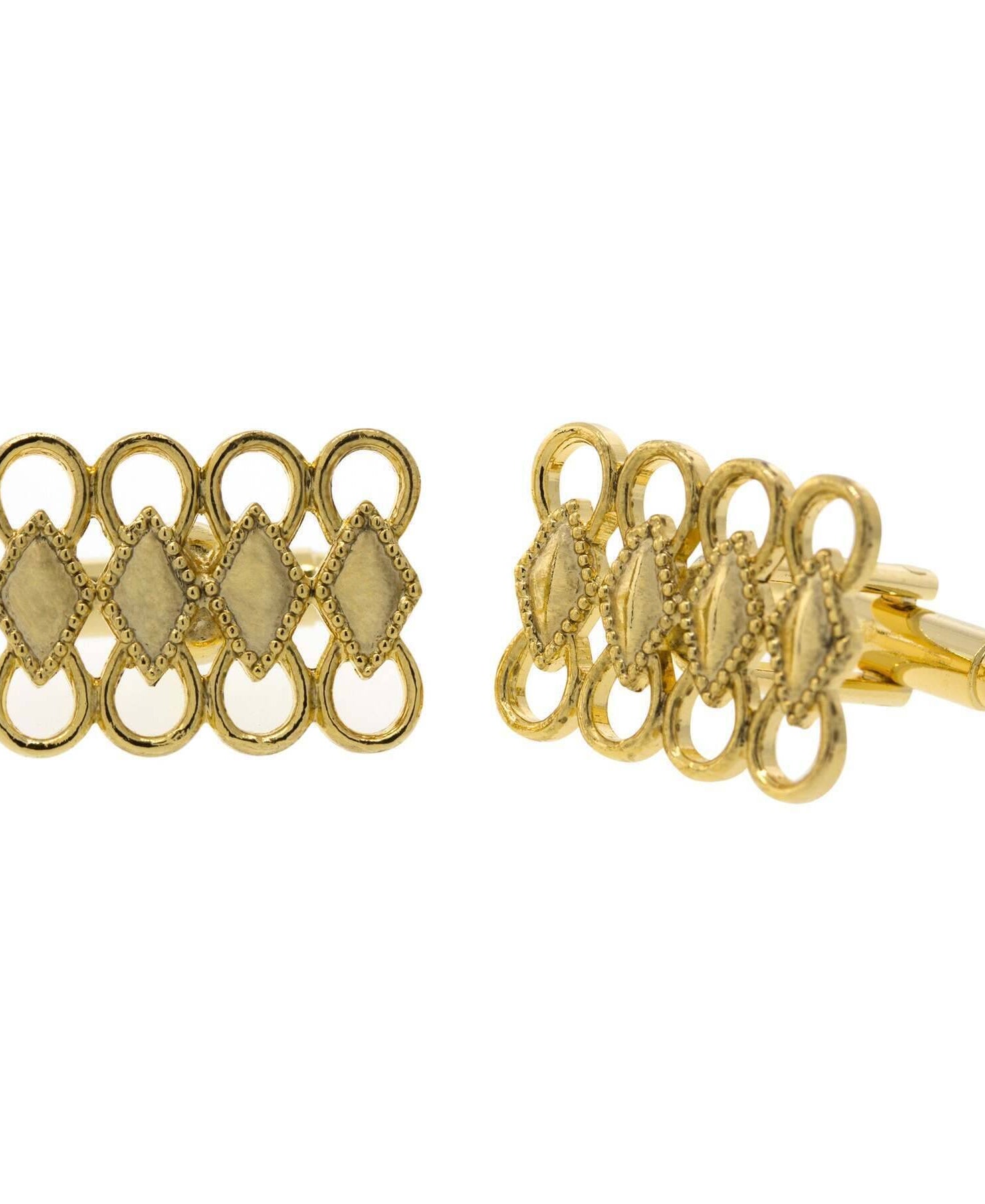 1928 Jewelry Gold Four Diamonds Cufflinks