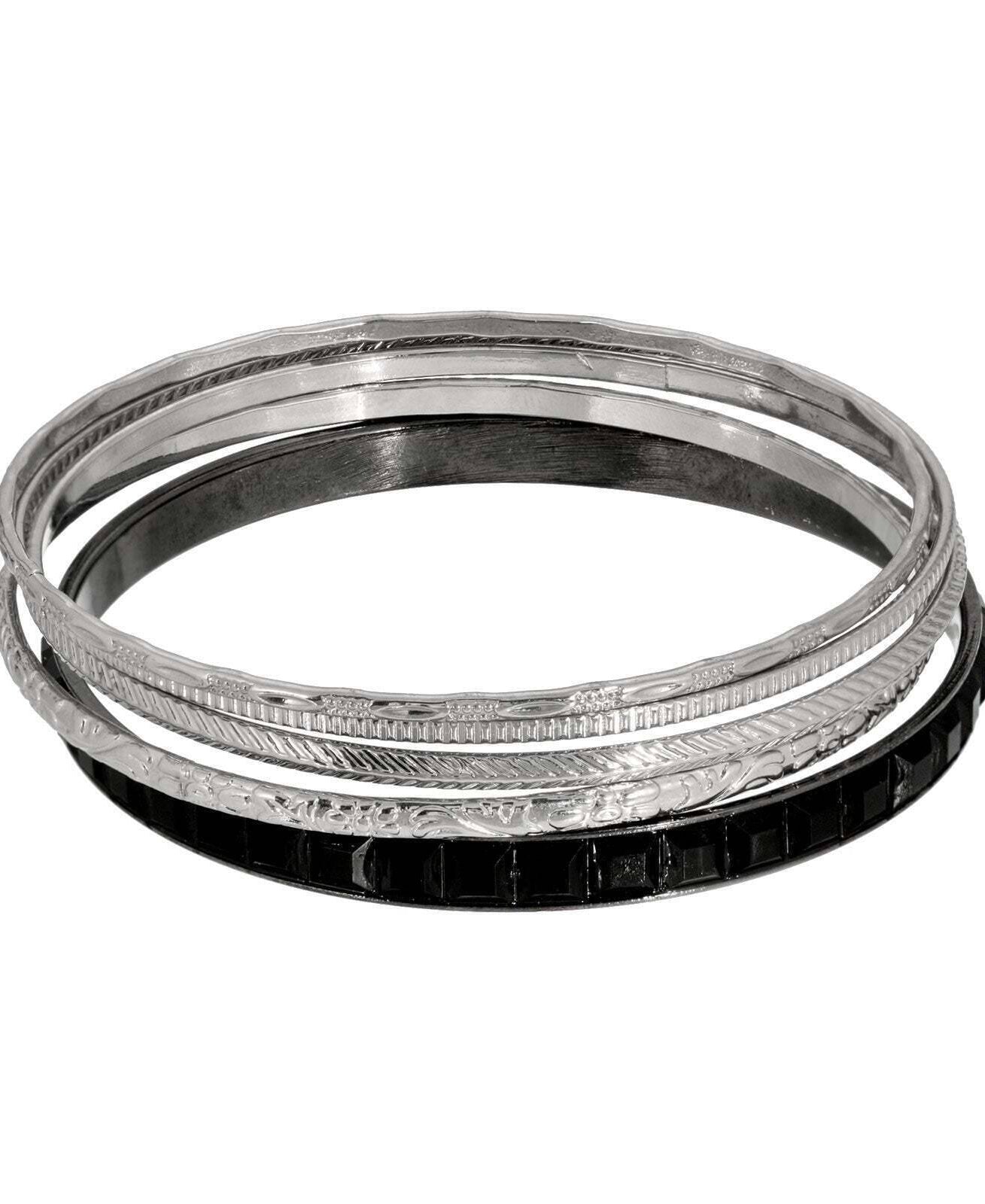 1928 Jewelry Black And 5 Piece Bangles Set Bracelet