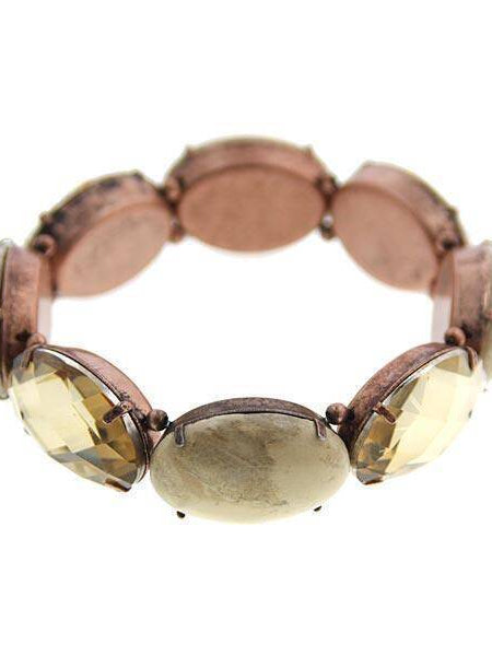 2028 Jewelry Oval Semi Precious & Crystal Stone Stretch Bracelet