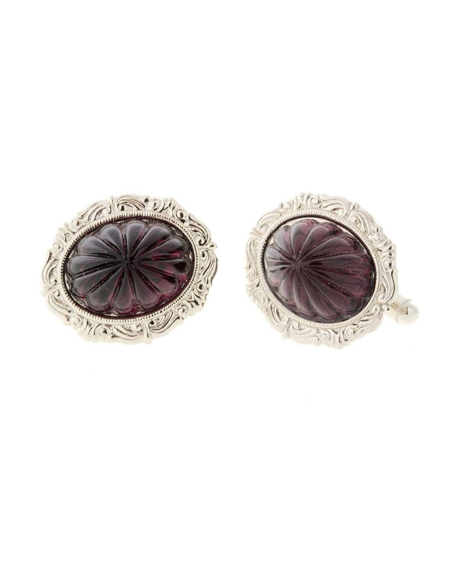 1928 Jewelry Art Deco Style Purple Oval Stone Cufflinks