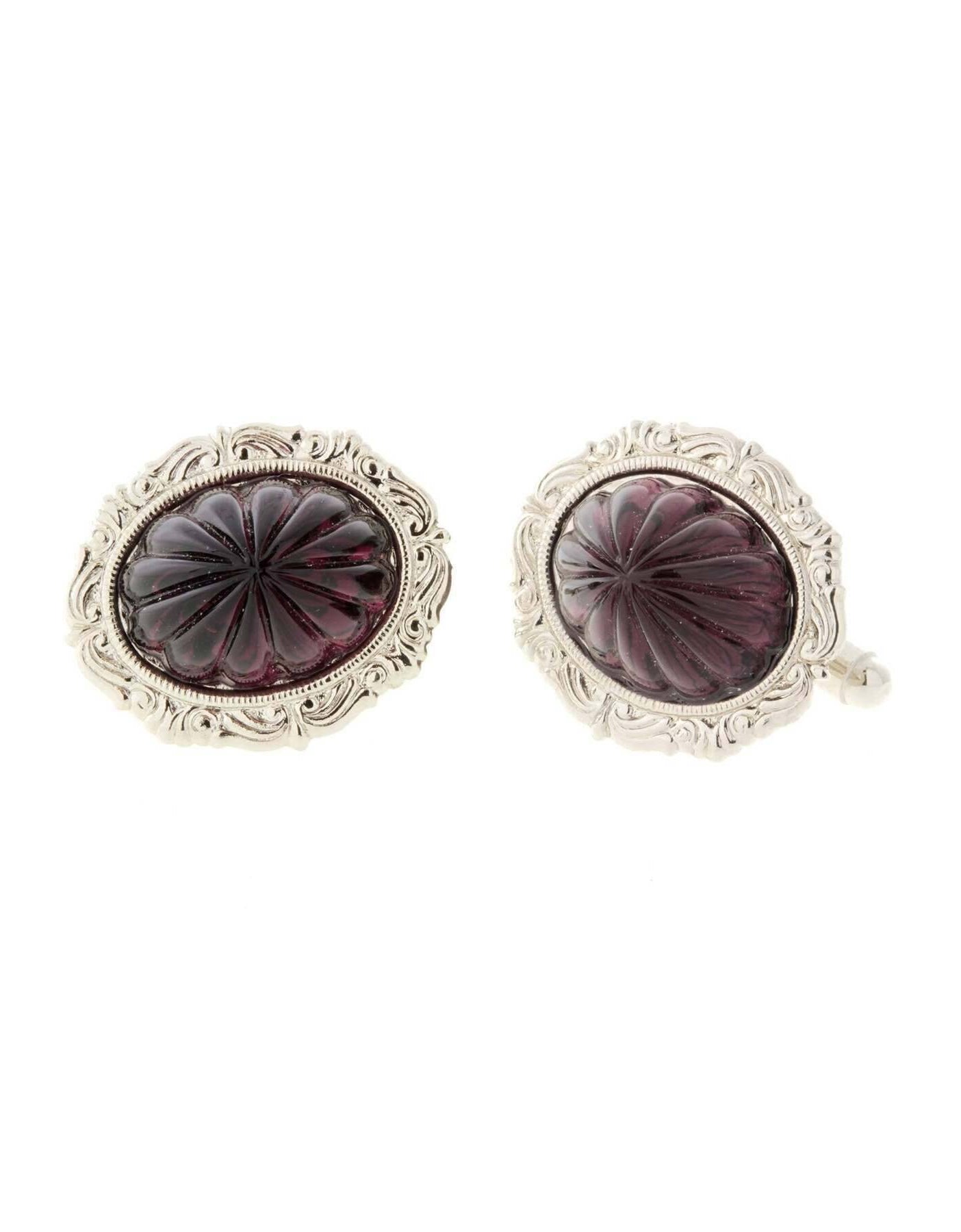 1928 Jewelry Art Deco Style Purple Oval Stone Cufflinks