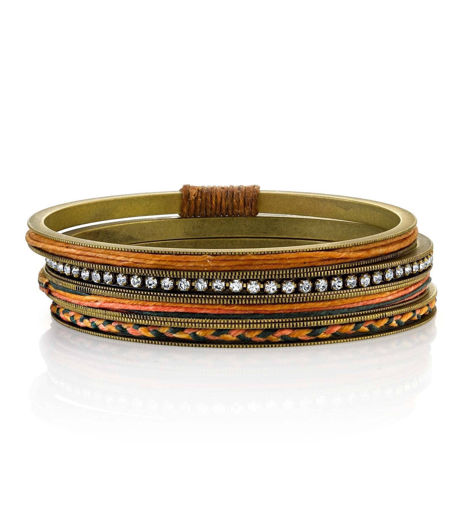 T.R.U. Waxed Linen & Rhinestone Bangle