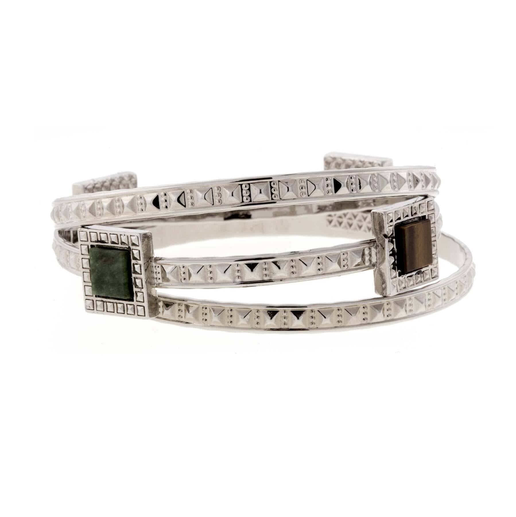 1928 Jewelry Multi Gemstone Stones Bangle Bracelet