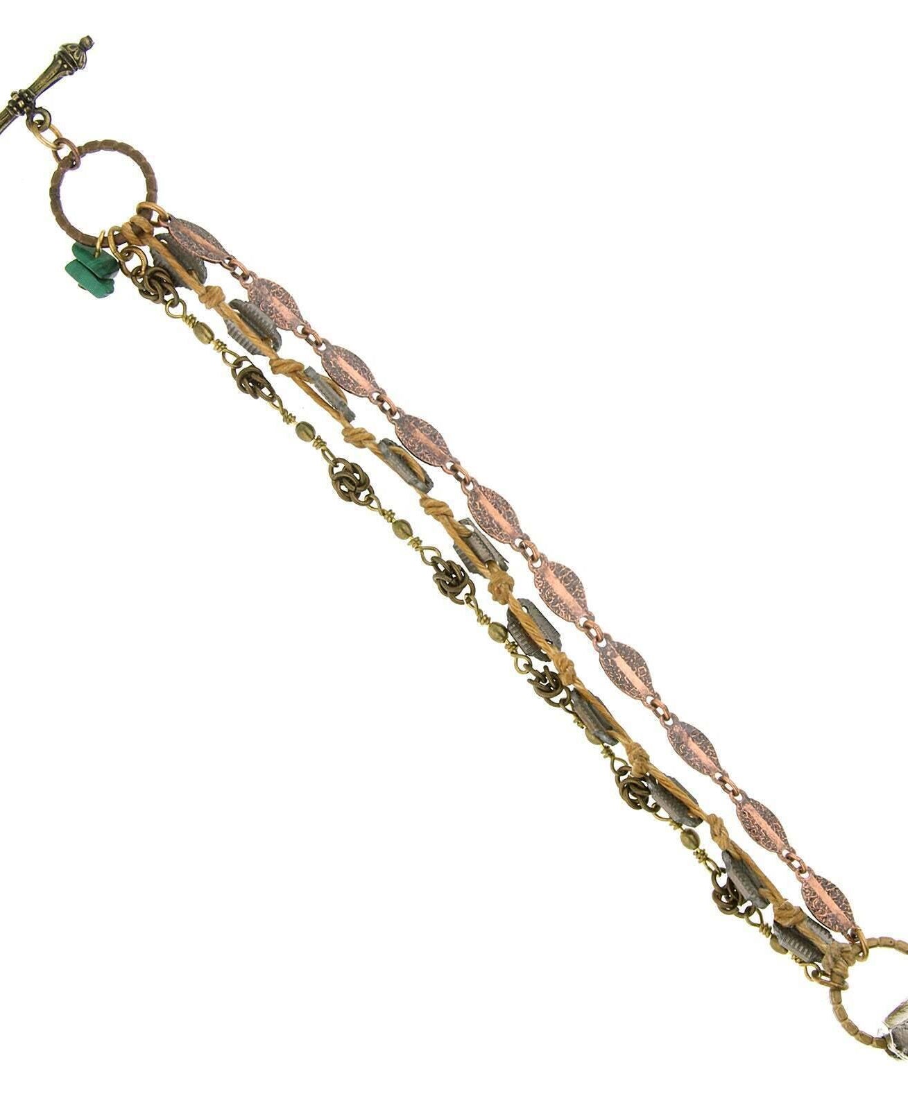 T.R.U. Waxed Linen Woven Chain Bracelet Accented With Gemstone Malachite