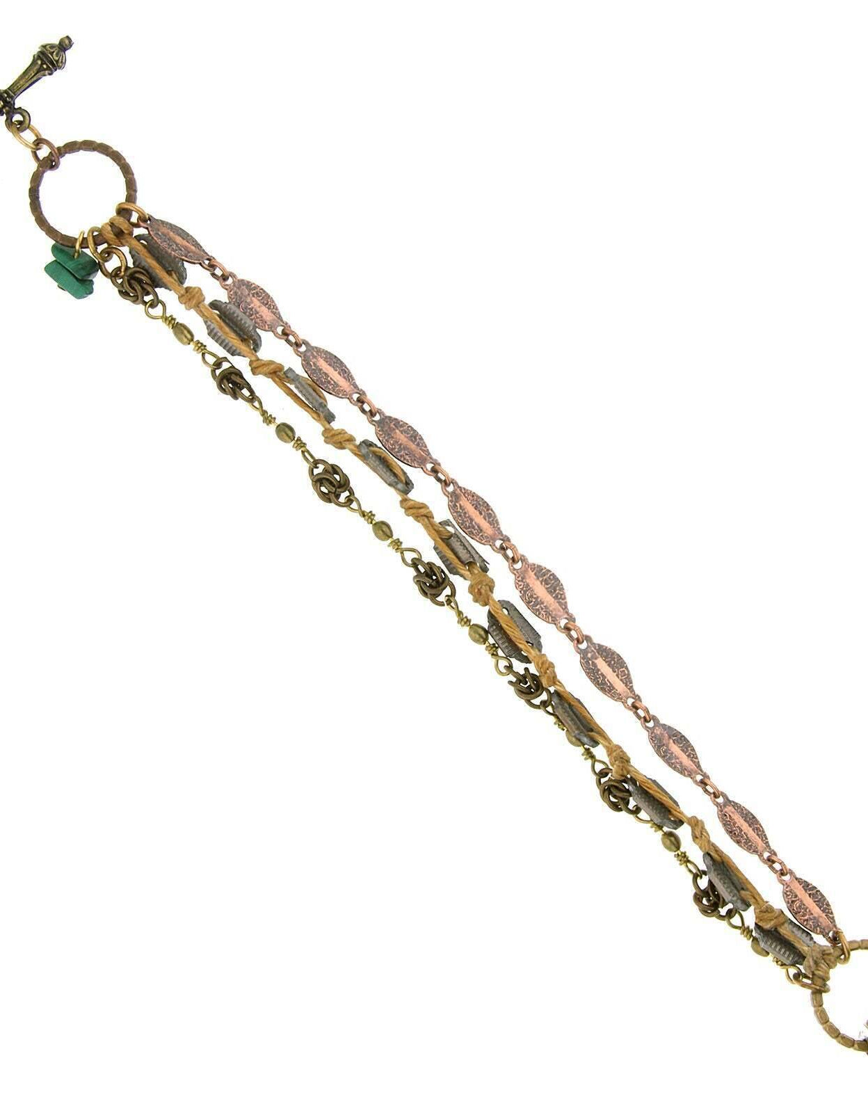T.R.U. Waxed Linen Woven Chain Bracelet Accented With Gemstone Malachite