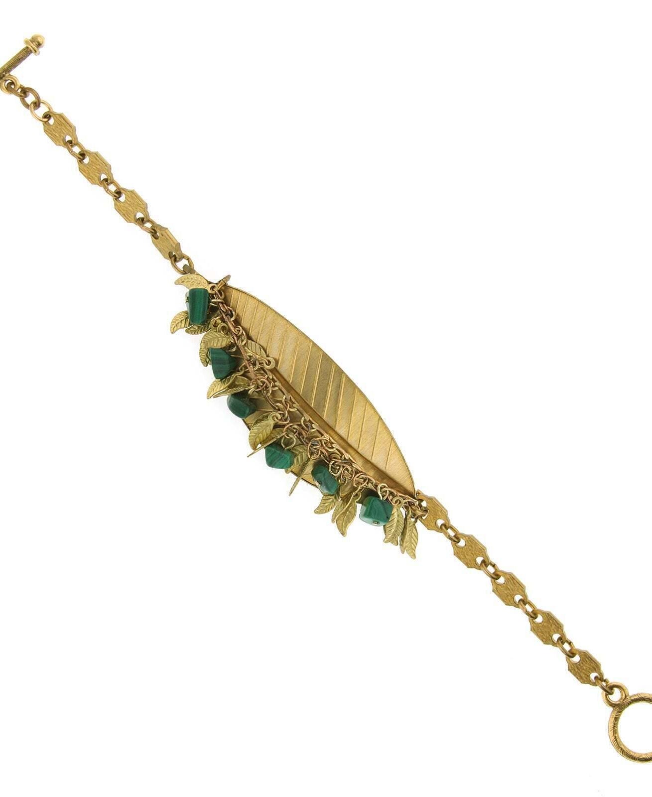 T.R.U. Leaf Toggle Bracelet Accented With Gemstone Malachite Chips
