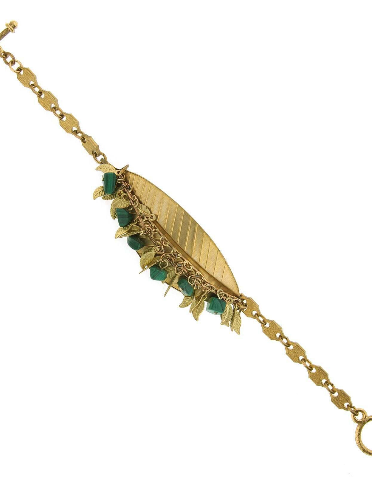 T.R.U. Leaf Toggle Bracelet Accented With Gemstone Malachite Chips