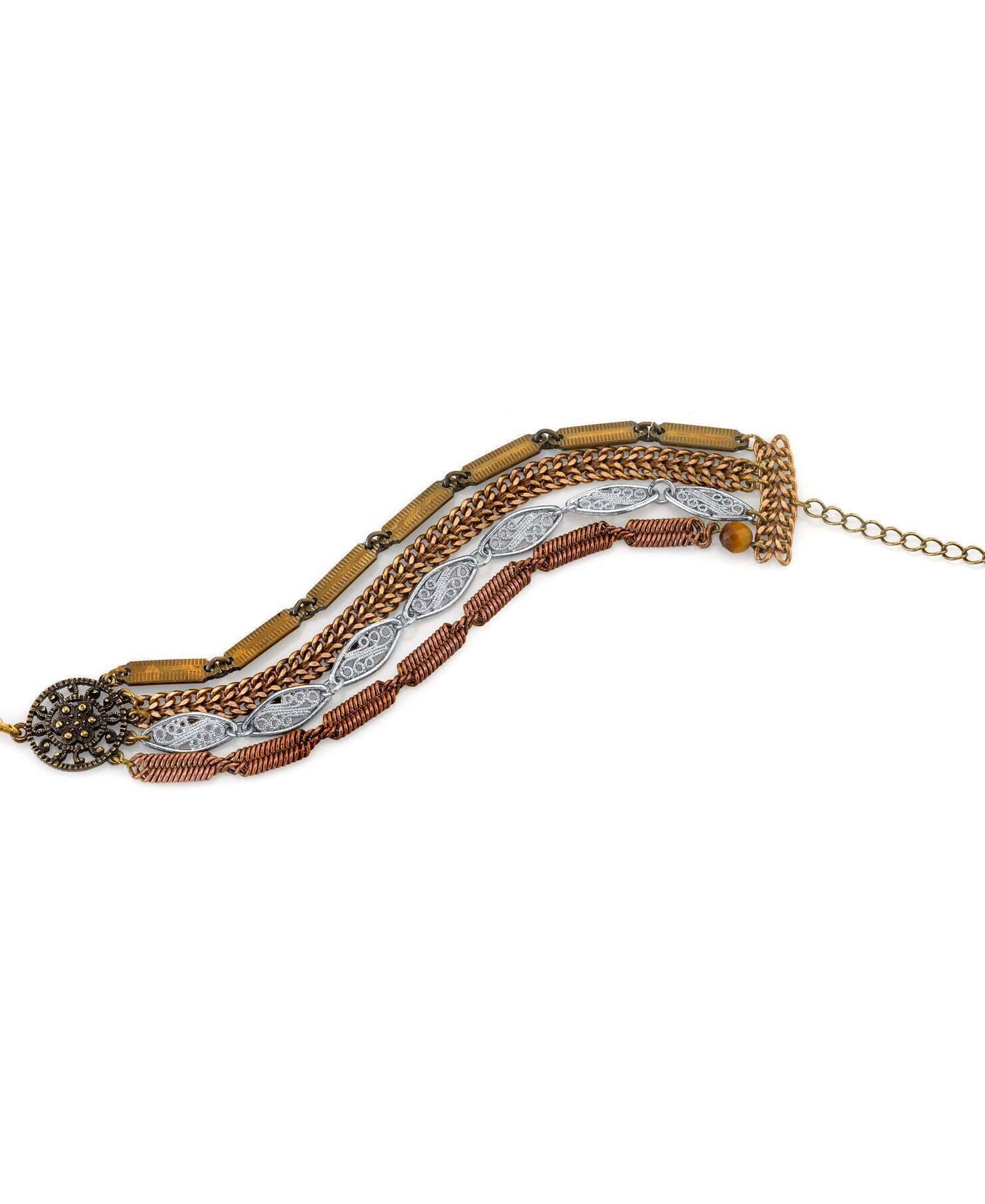 T.R.U. Vintage Chain Bracelet Accented With Gemstone Tigers Eye