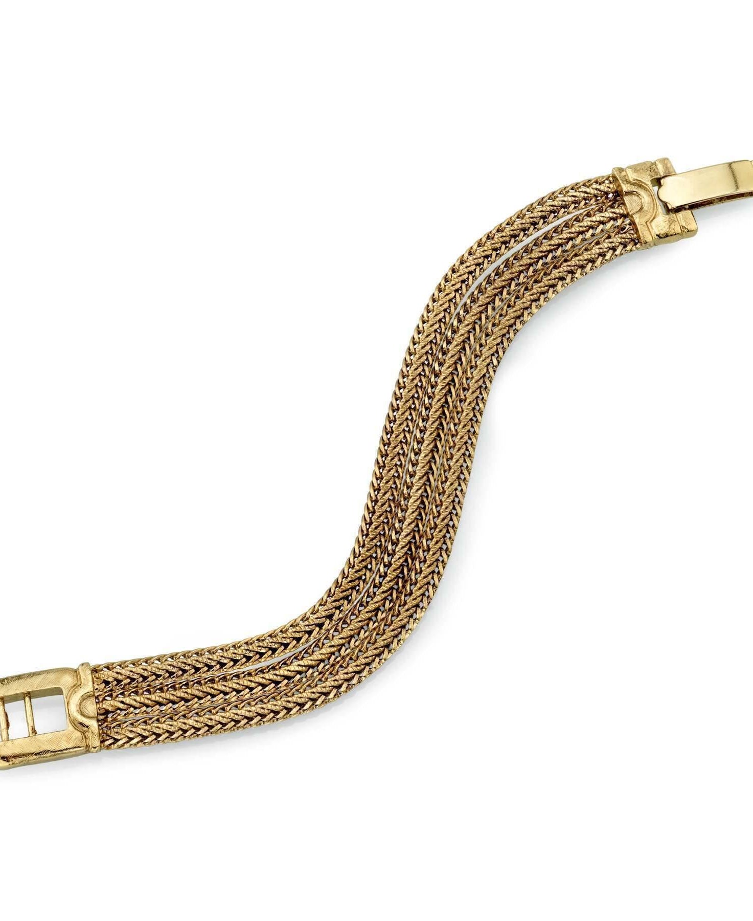 1928 Jewelry Gold Weave Three Strand Fox Link Bracelet
