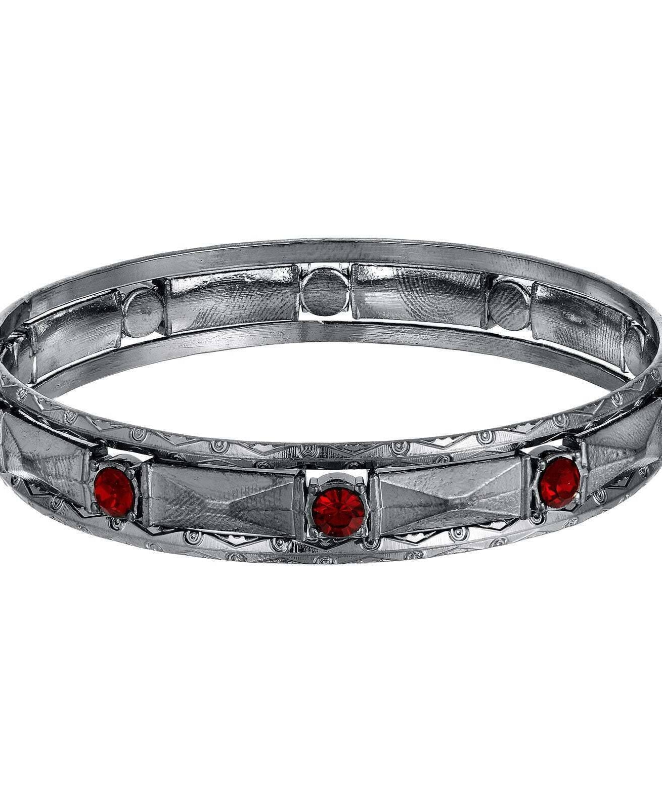 1928 Jewelry Siam Red Crystal Black Bangle Bracelet