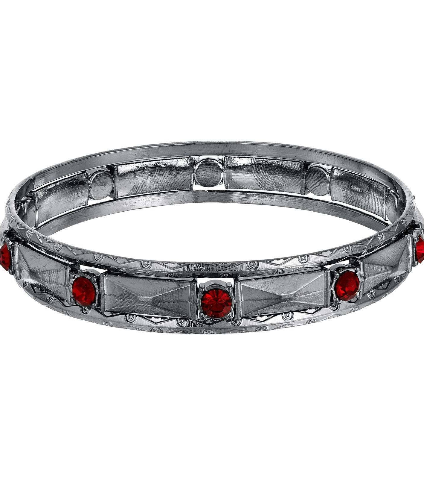 1928 Jewelry Siam Red Crystal Black Bangle Bracelet