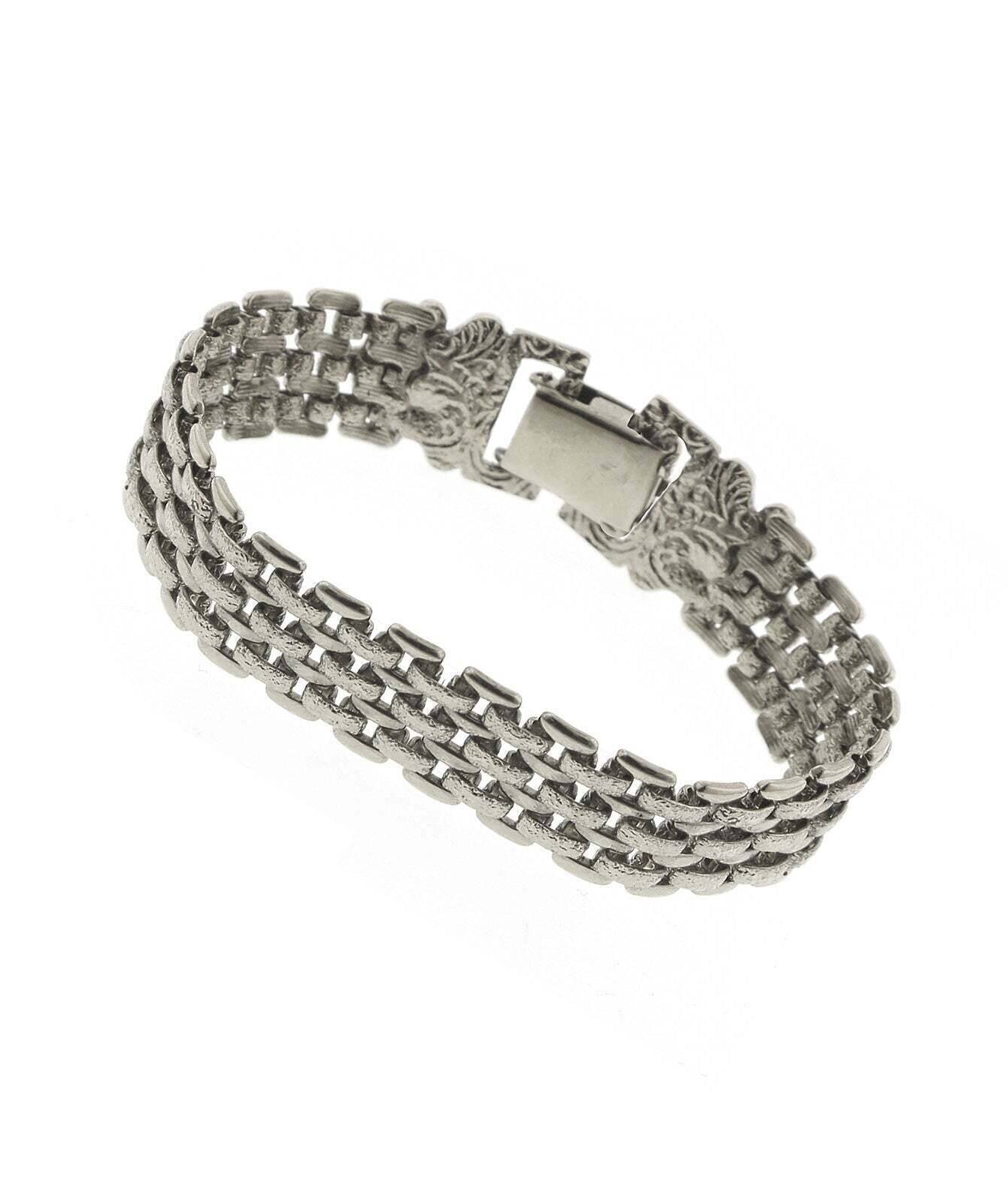 1928 Jewelry Silver Classic Textured Mesh Link Bracelet