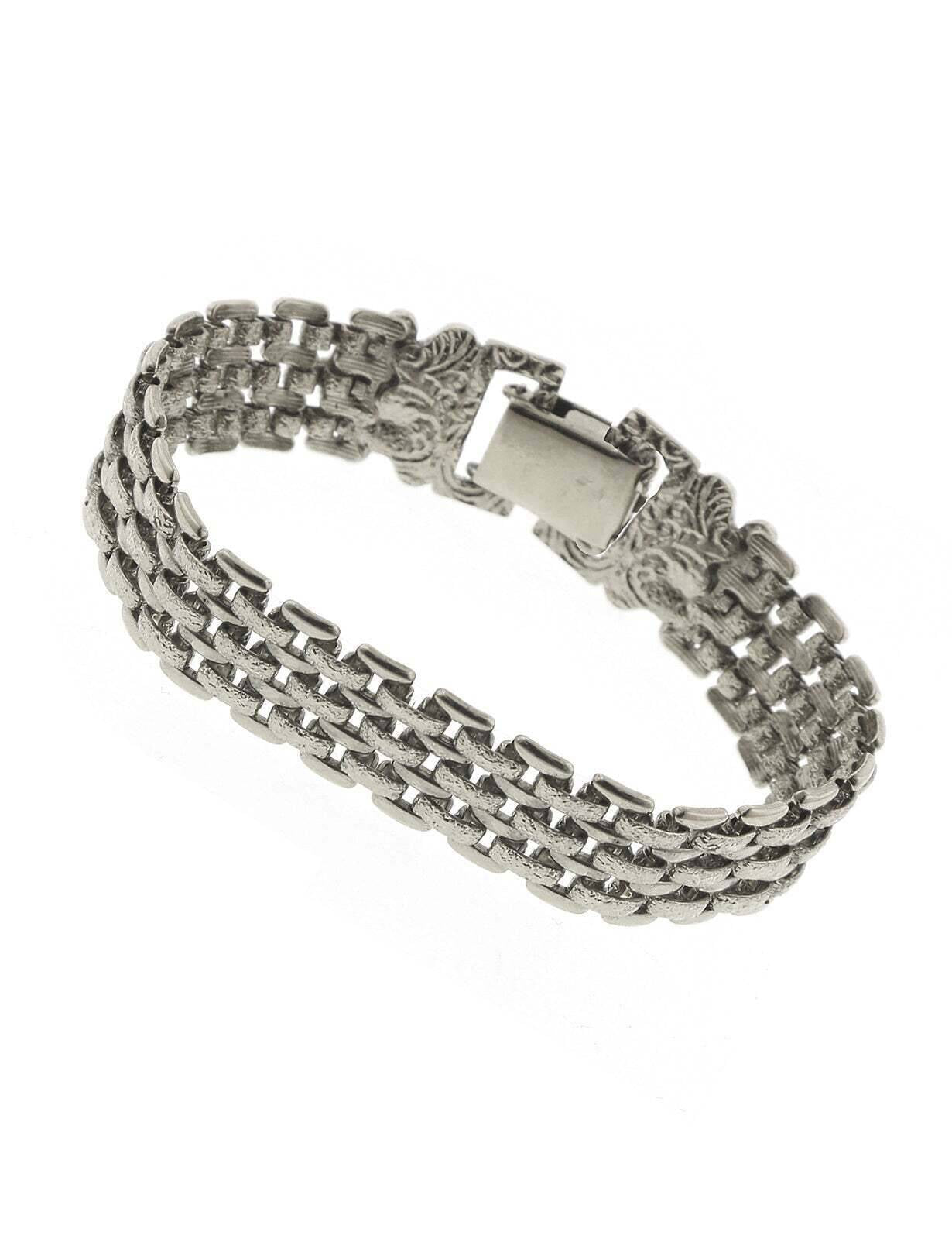 1928 Jewelry Silver Classic Textured Mesh Link Bracelet