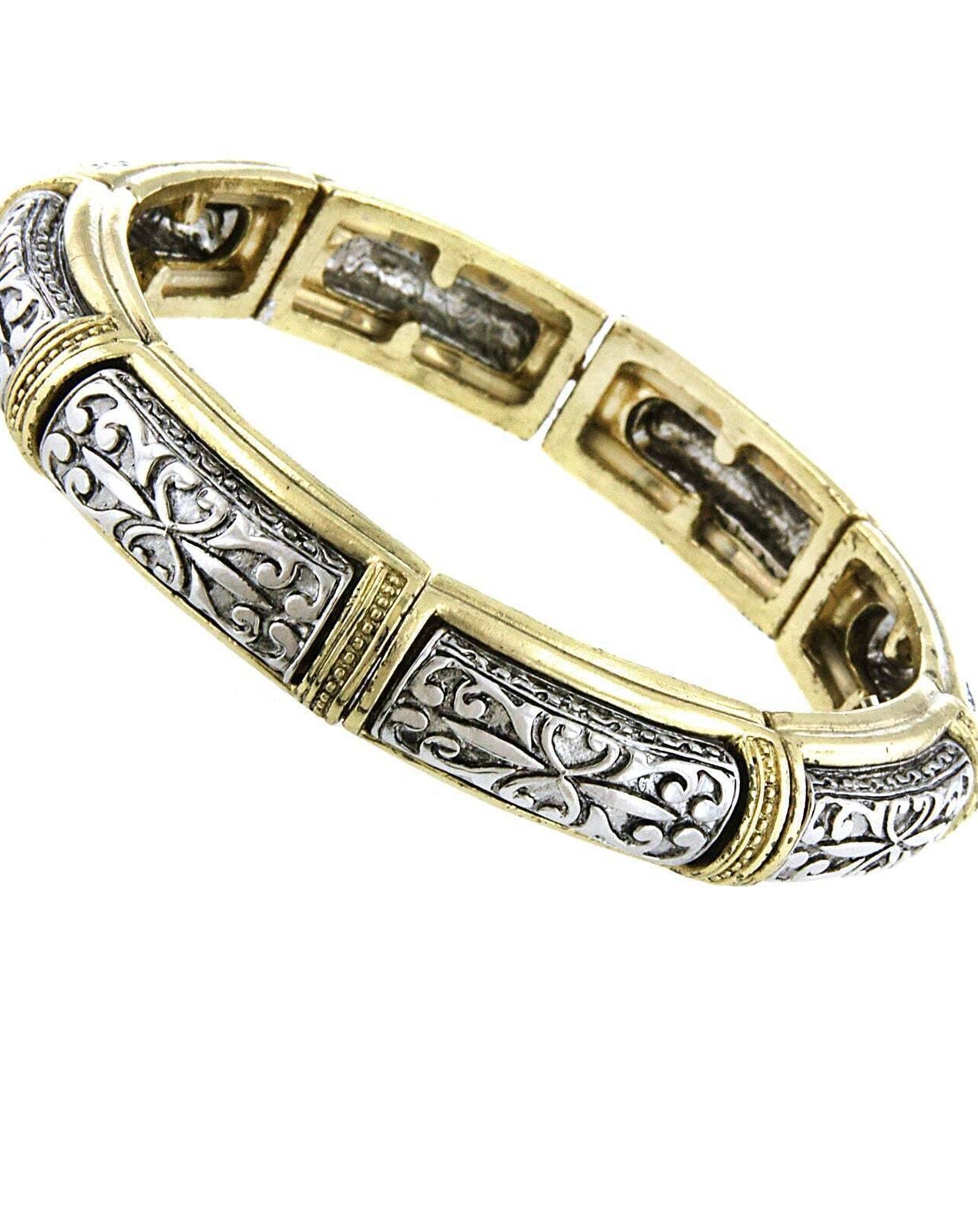 1928 Jewelry Signature Two Tone Stretch Bracelet