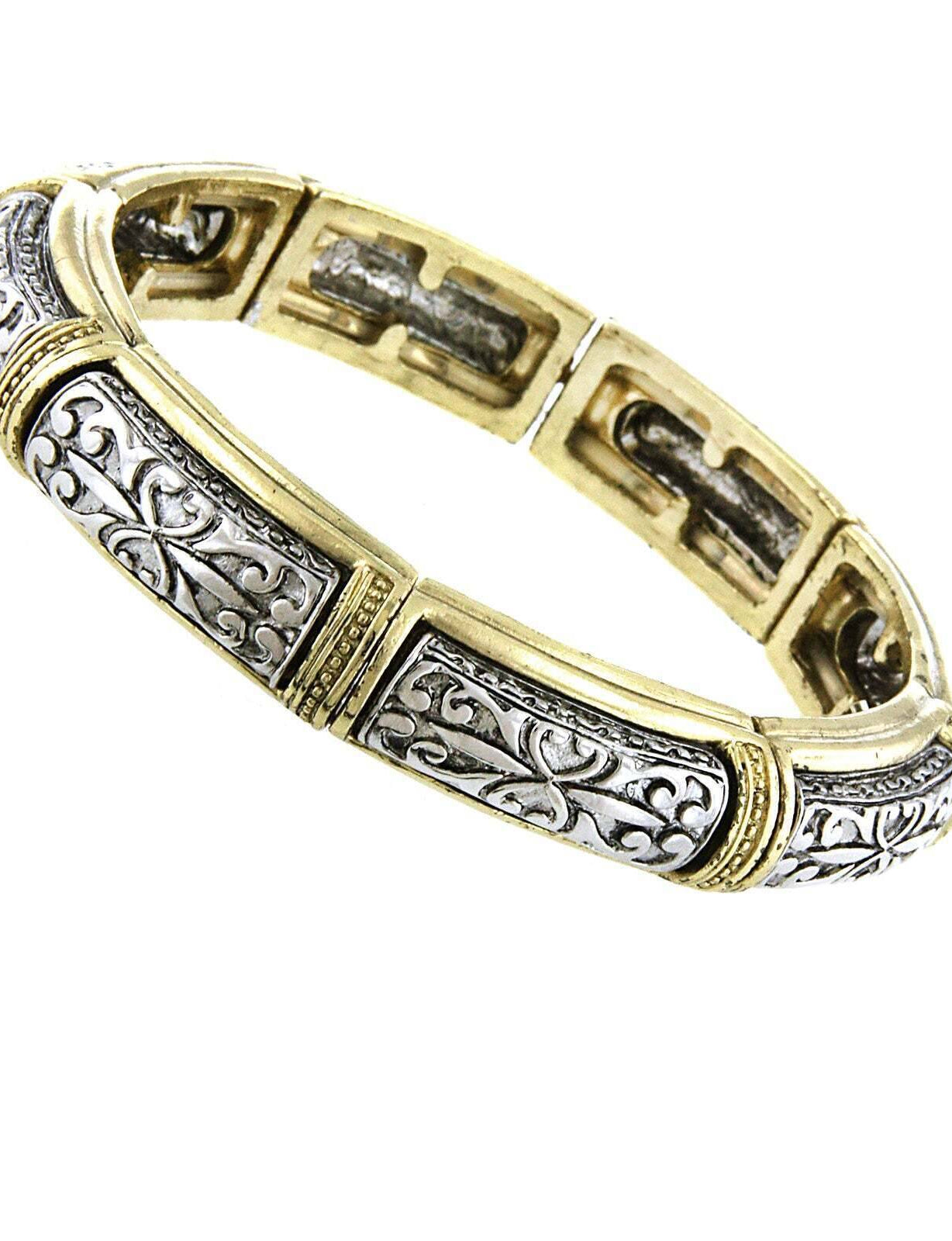 1928 Jewelry Signature Two Tone Stretch Bracelet