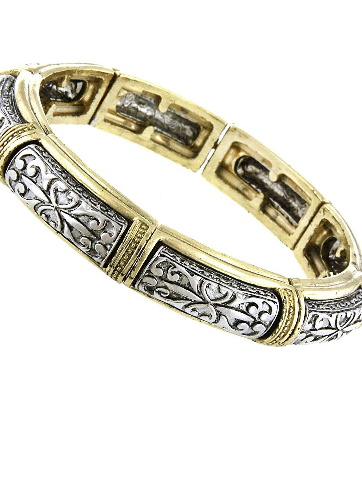1928 Jewelry Signature Two Tone Stretch Bracelet