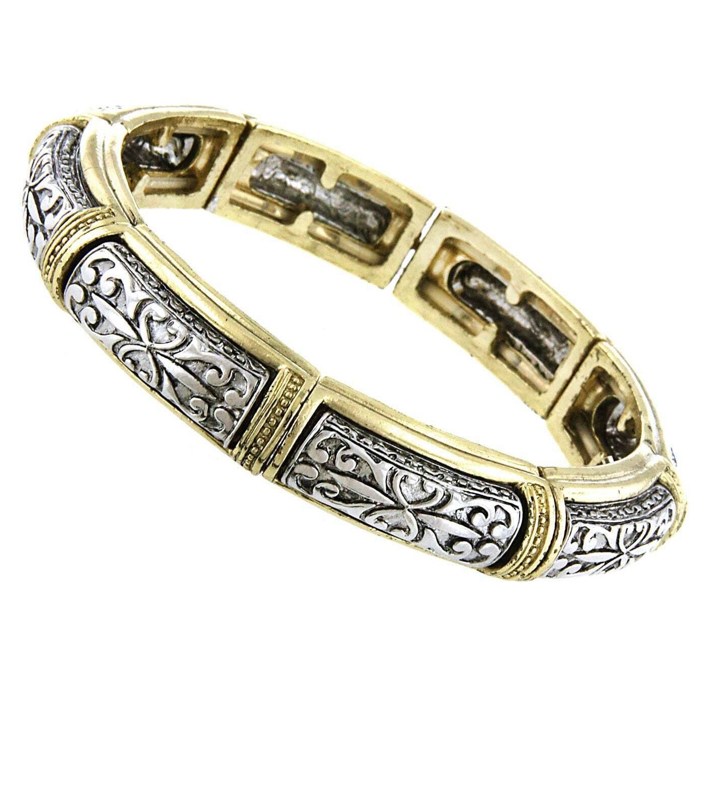 1928 Jewelry Signature Two Tone Stretch Bracelet