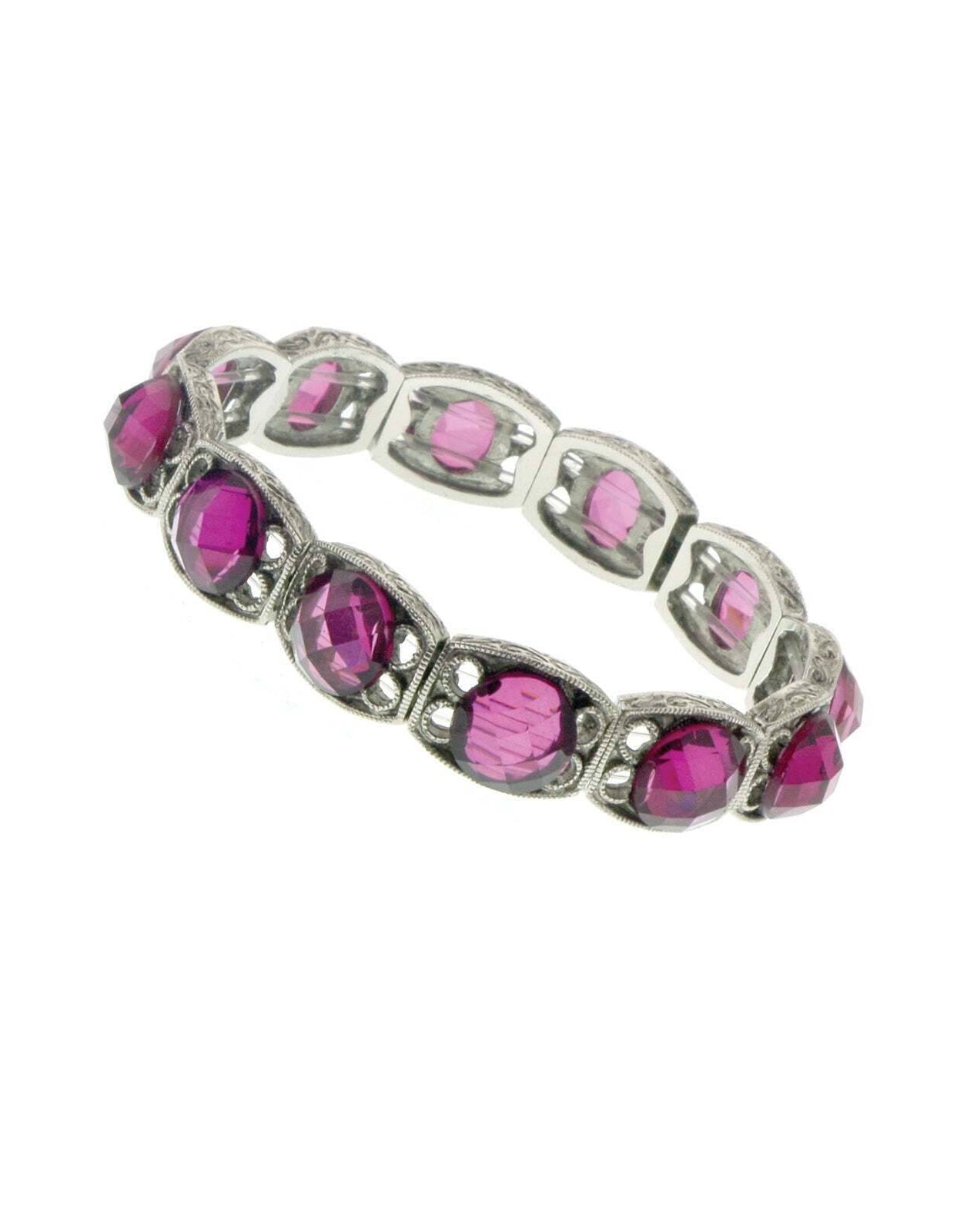 2028 Jewelry Round Purple Fuchsia Stretch Bracelet