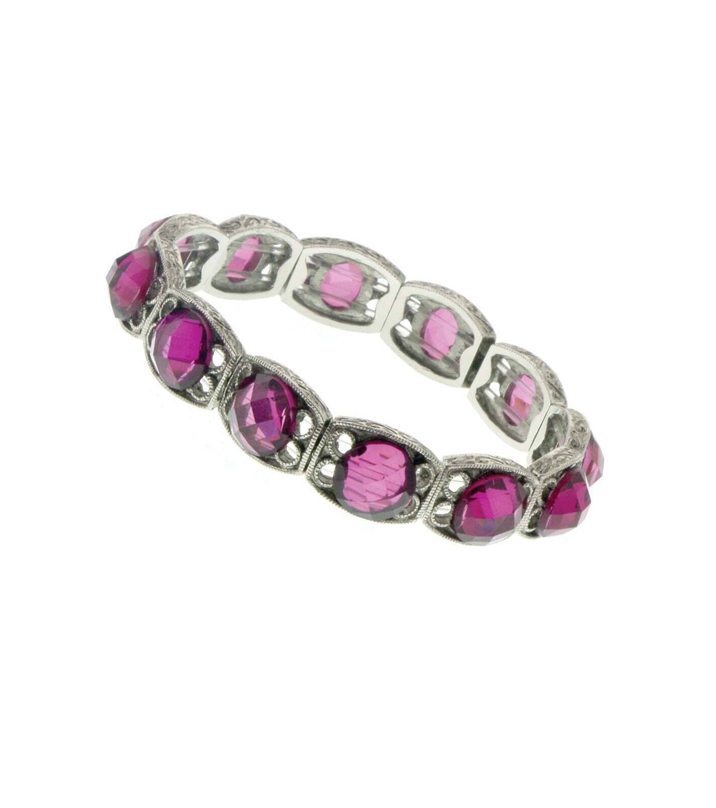 2028 Jewelry Round Purple Fuchsia Stretch Bracelet