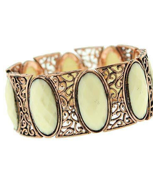 2028 Jewelry Ivory Oval Stretch Bracelet