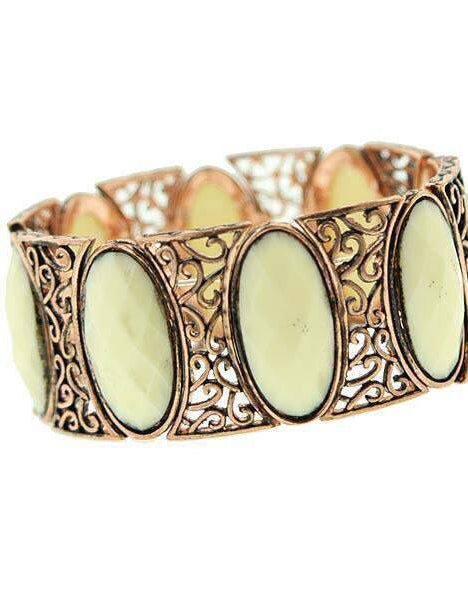 2028 Jewelry Ivory Oval Stretch Bracelet