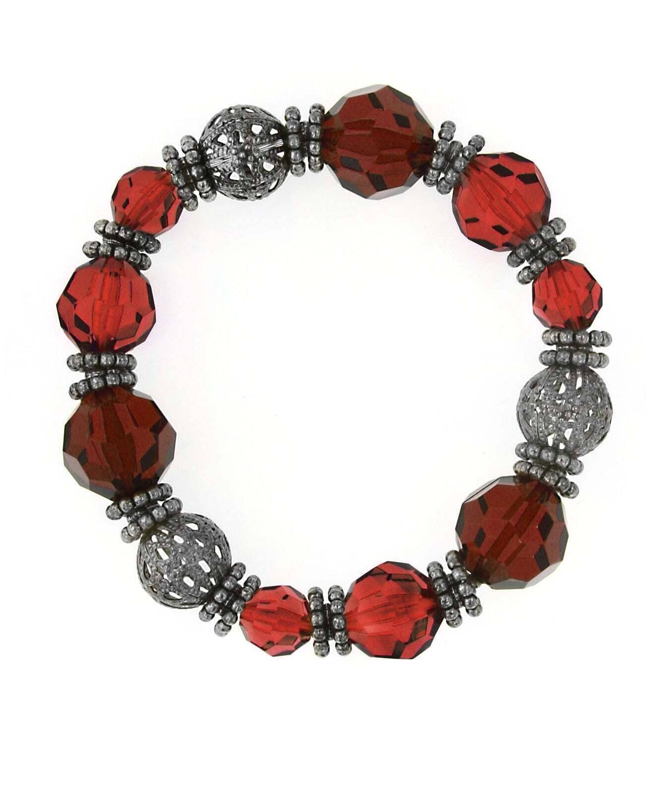 1928 Jewelry Red Bead Stretch Bracelet