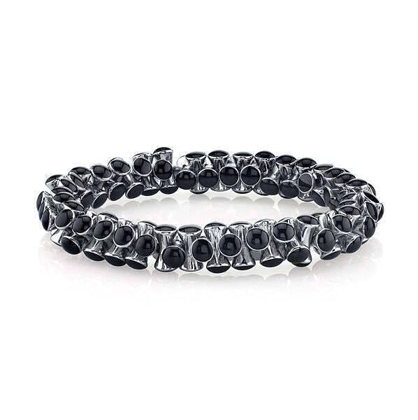 1928 Jewelry Jet Black Enamel Beaded Stretch Bracelet