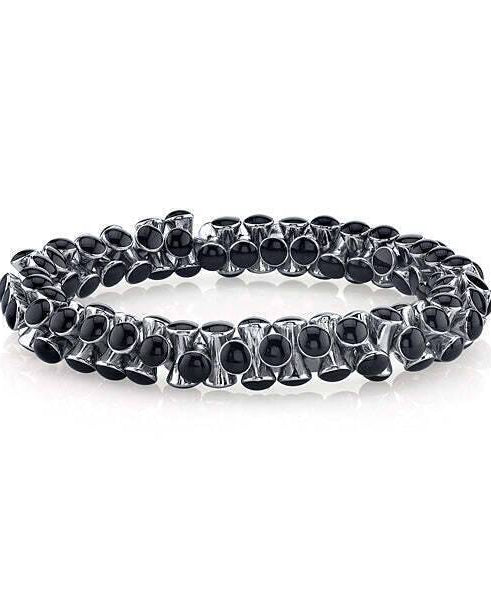 1928 Jewelry Jet Black Enamel Beaded Stretch Bracelet