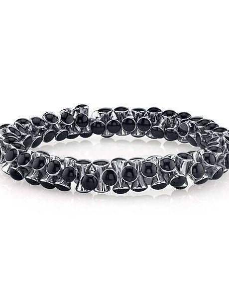 1928 Jewelry Jet Black Enamel Beaded Stretch Bracelet