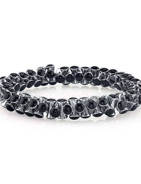 1928 Jewelry Jet Black Enamel Beaded Stretch Bracelet