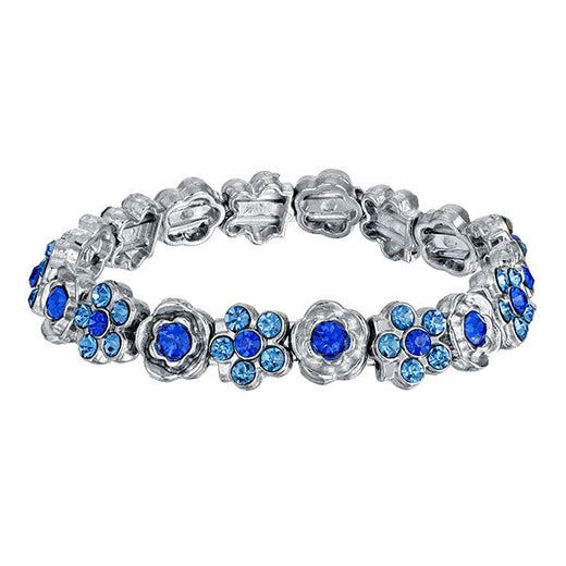 1928 Jewelry Crystal Flower Motif Stretch Bracelet