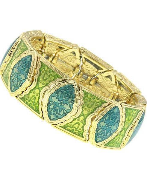 1928 Jewelry Turquoise And Green Stretch Bracelet