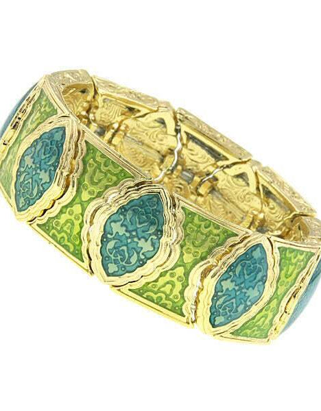 1928 Jewelry Turquoise And Green Stretch Bracelet