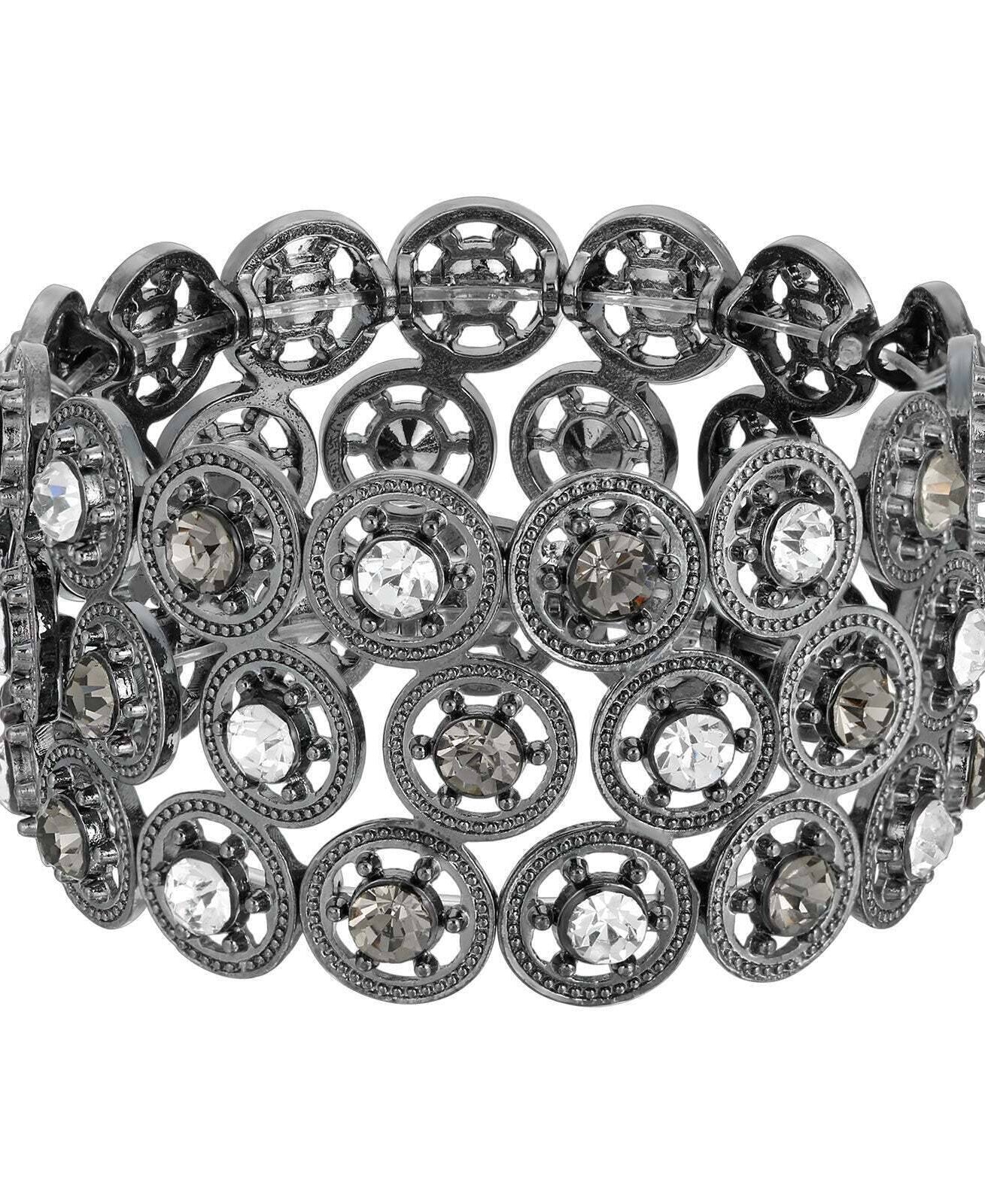 2028 Jewelry Round Spoked Crystal Stretch Bracelet