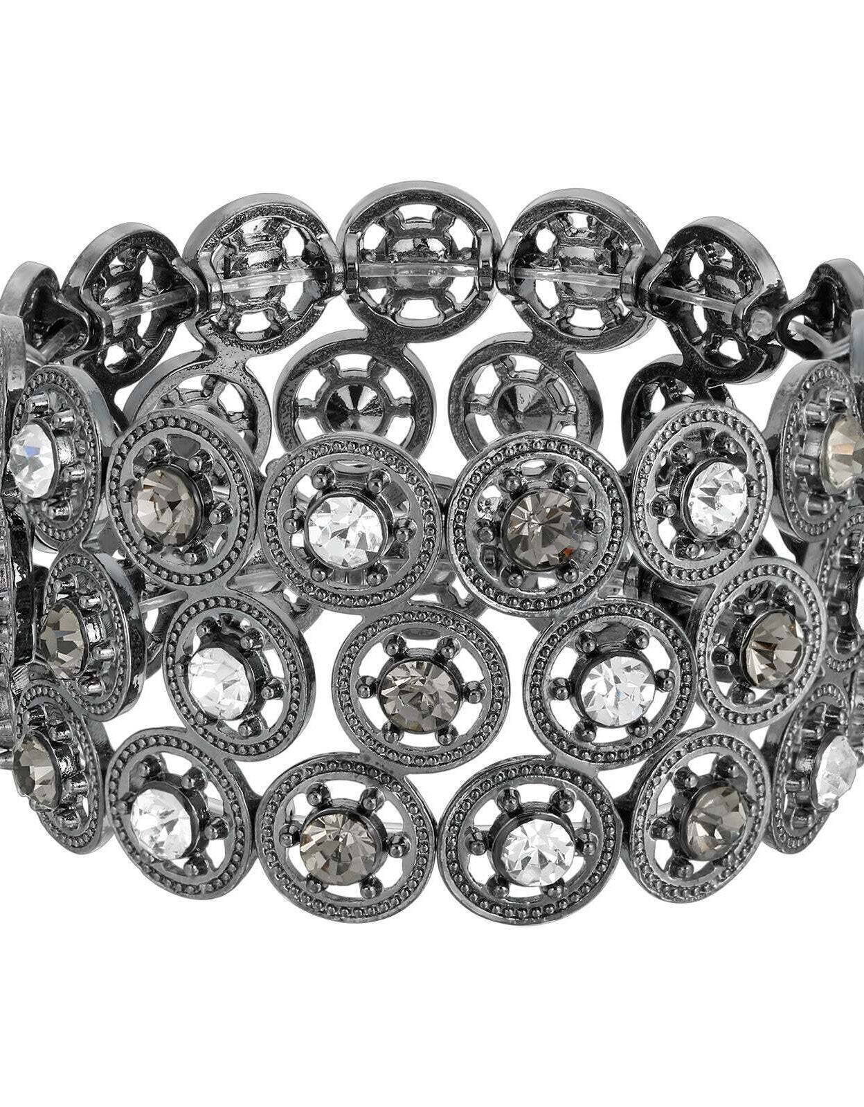 2028 Jewelry Round Spoked Crystal Stretch Bracelet