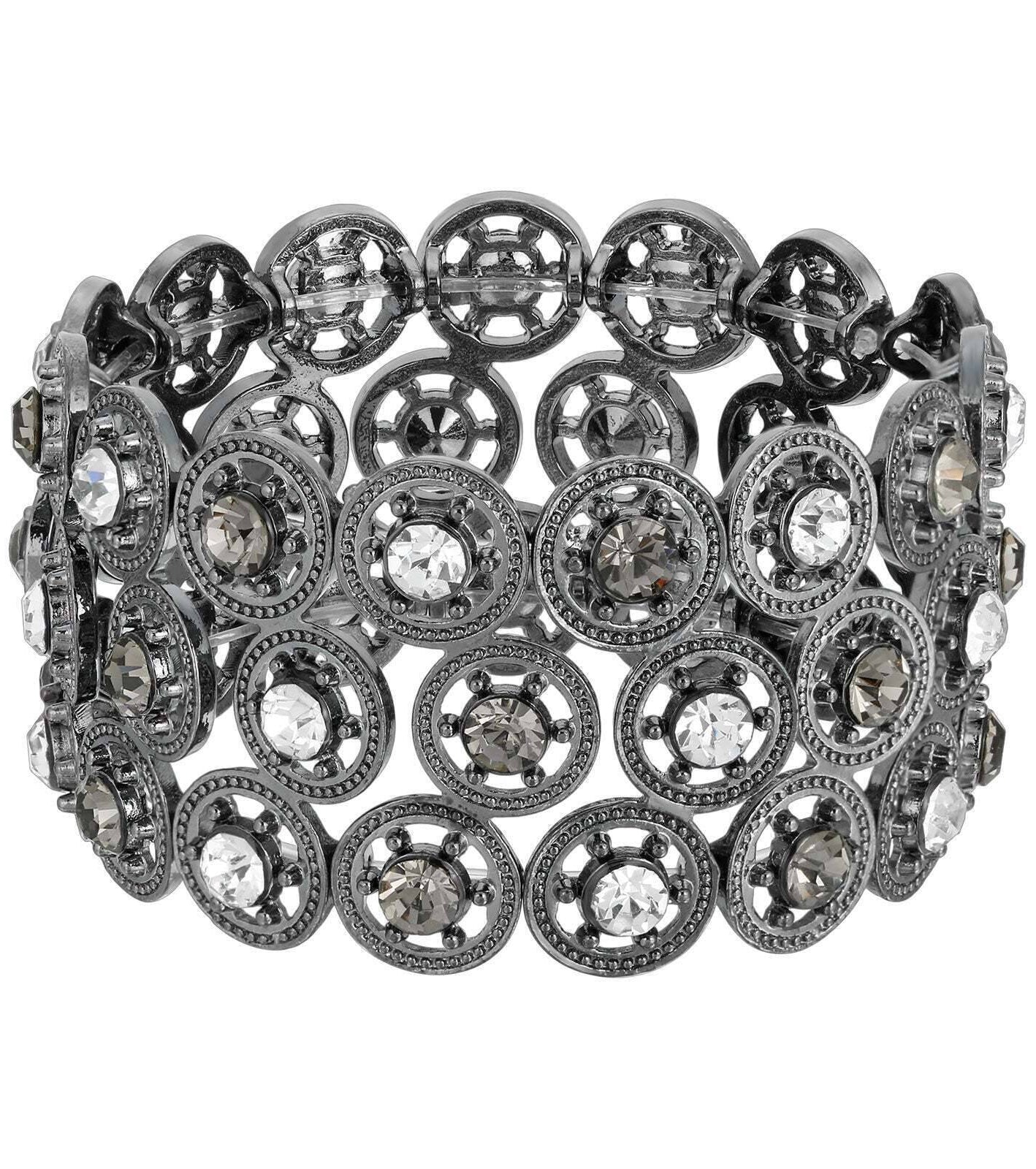 2028 Jewelry Round Spoked Crystal Stretch Bracelet