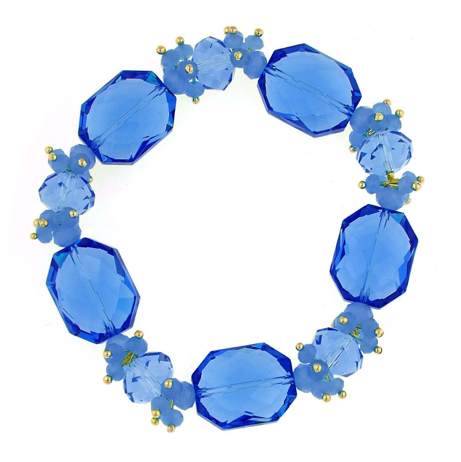 2028 Jewelry Bright Blue Beaded Stretch Bracelet