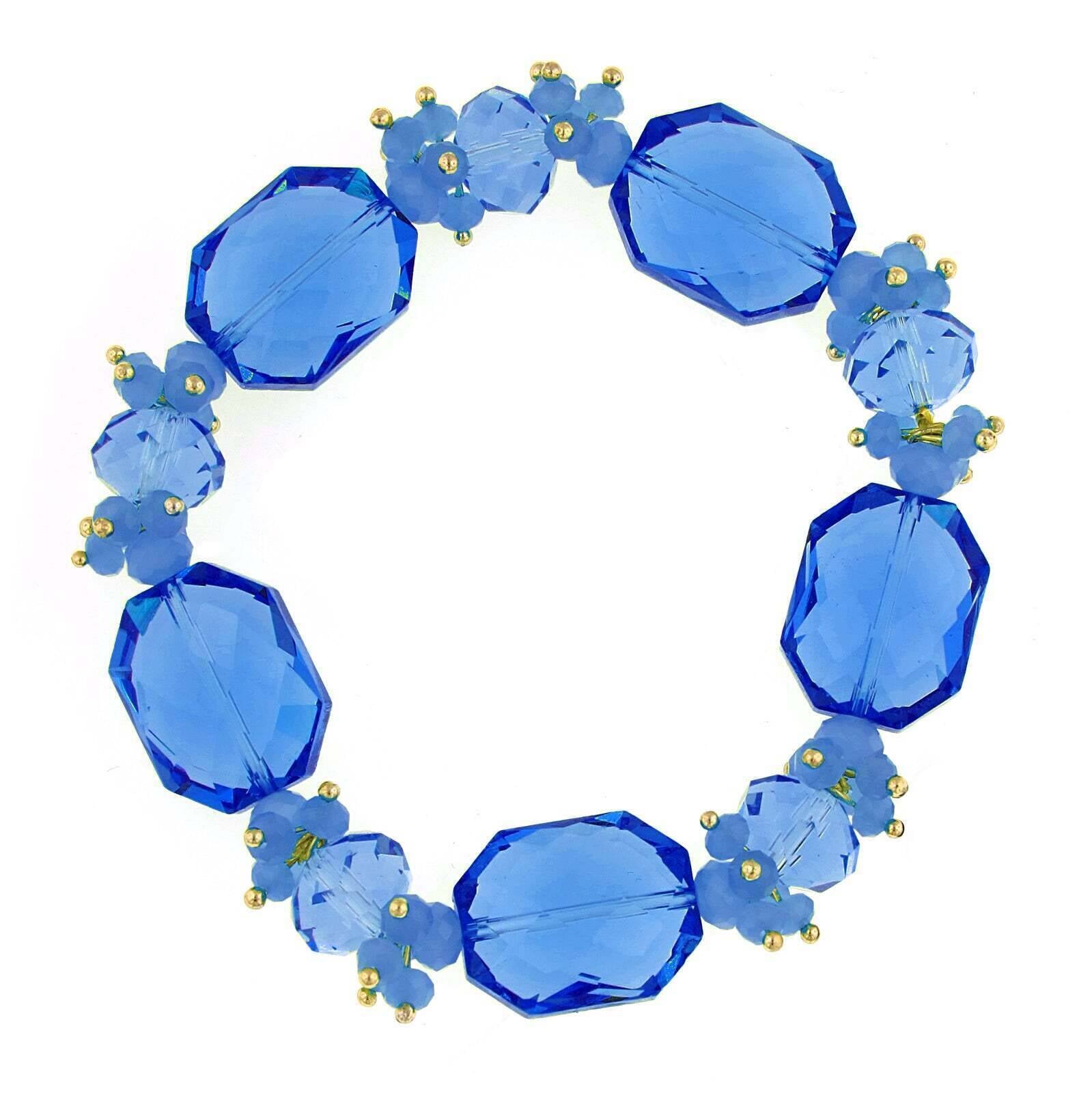 2028 Jewelry Bright Blue Beaded Stretch Bracelet